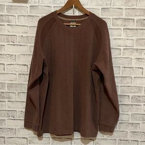 Men’s Columbia brown v-neck long sleeve sweater XXL